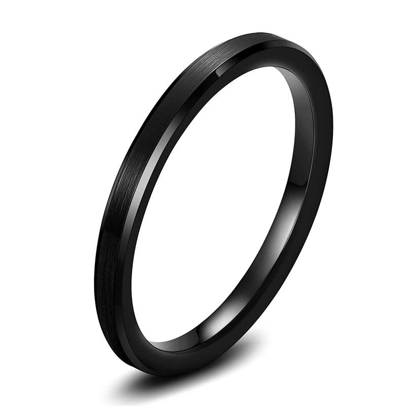 

TIGRADE 4/6/8/mm Black Tungsten Carbide Ring Men Brushed Silver Color Wedding Band Women Engagement Rings For Male Jewelry 4