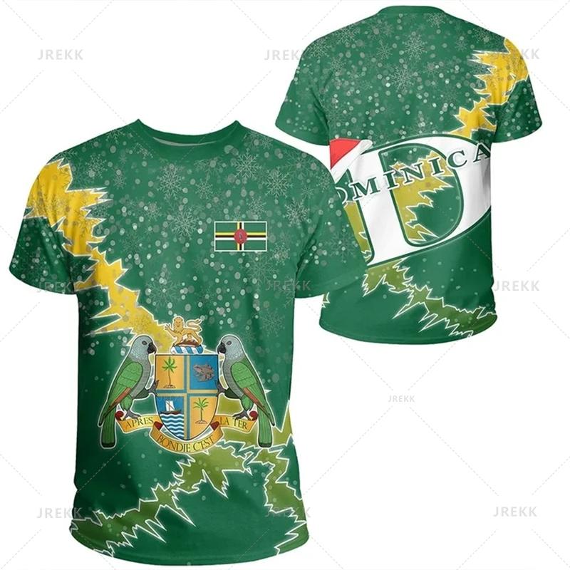 Dominica Coat Of Arms 3D Printing T Shirt The Commonwealth Of Dominica Flag Map Graphic Tee Shirts Casual Mens Clothing T-shirts