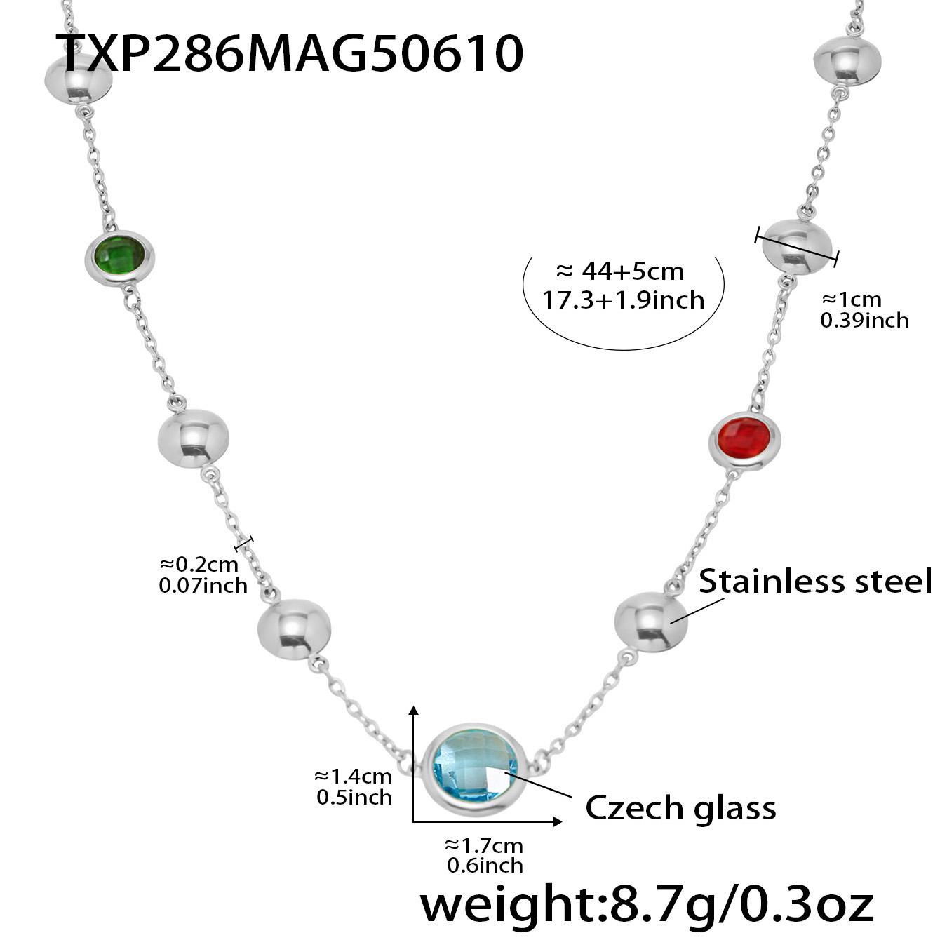 

Ожерелье-цепочка из нержавеющей стали, браслет для женщин, с покрытием из 18-каратного золота, с 6 цветами ограненных чешских хрустальных кристаллов, ожерелья, браслеты
