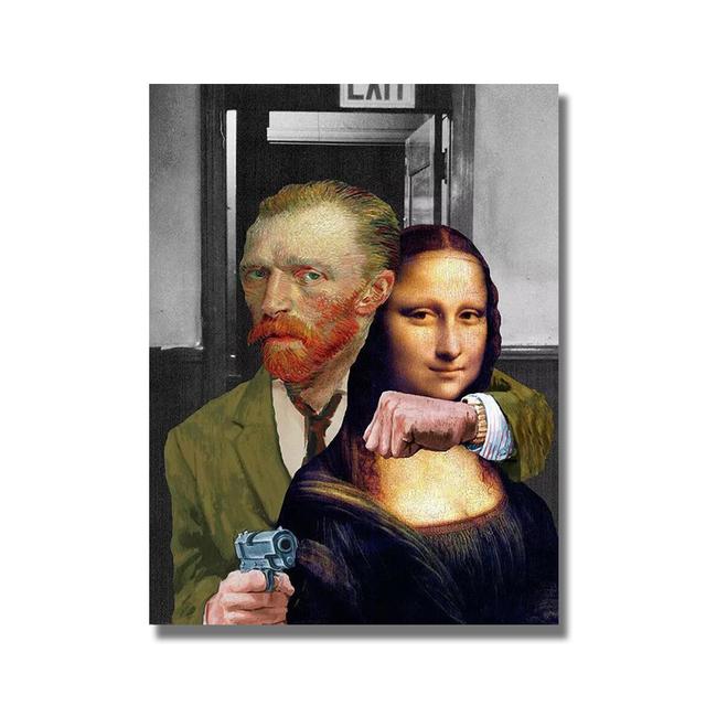 

Абстрактная знаменитая картина на холсте, забавные постеры с Ван Гогом и Мона Лизой и принты, настенная художественная картина для декора гостиной Cuadros 21*30cm