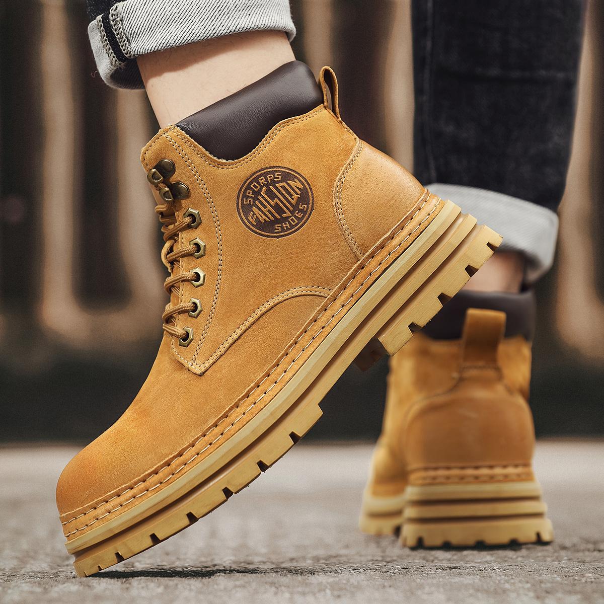 Мужские простые ботинки на шнуровке — фото 4