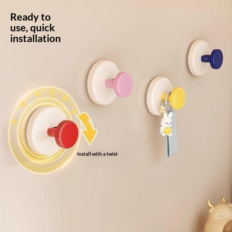 4Pcs Colorful Strong Adhesive Hooks For Bathroom And Kitchen Hole-Free Removable Hooks For Keys Towels Bags And Dolls