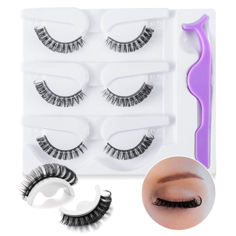 

3 пары натуральных пушистых самоклеящихся ресниц, аппликатор для наращивания ресниц