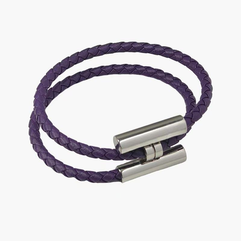 Stainless Steel Bracelet, Leather Woven Bracelet, Various Colors, Geometric Style, Light Luxury Style