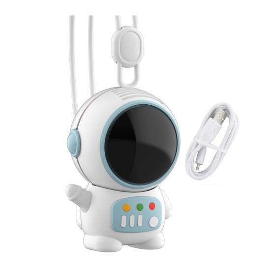Portable Mini Handheld Fan Astronaut Shaped USB Rechargeable Cooling Neck Fan with Lanyard 2 Speed Bladeless Personal Fan for Outdoor Office
