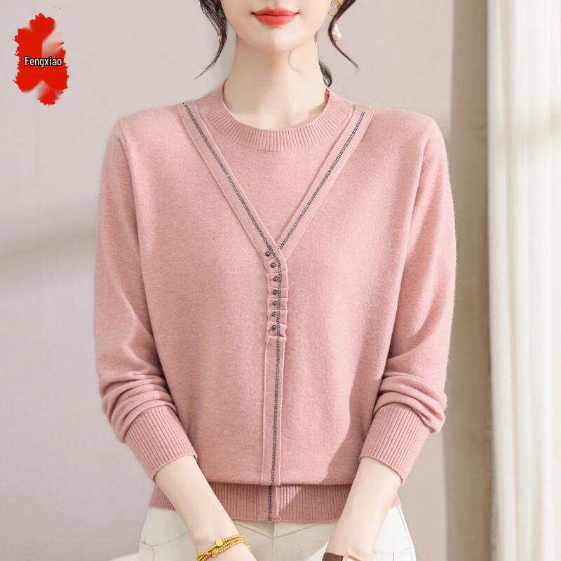 Women s Fashion Round Neck Knitted Pullover 2XL