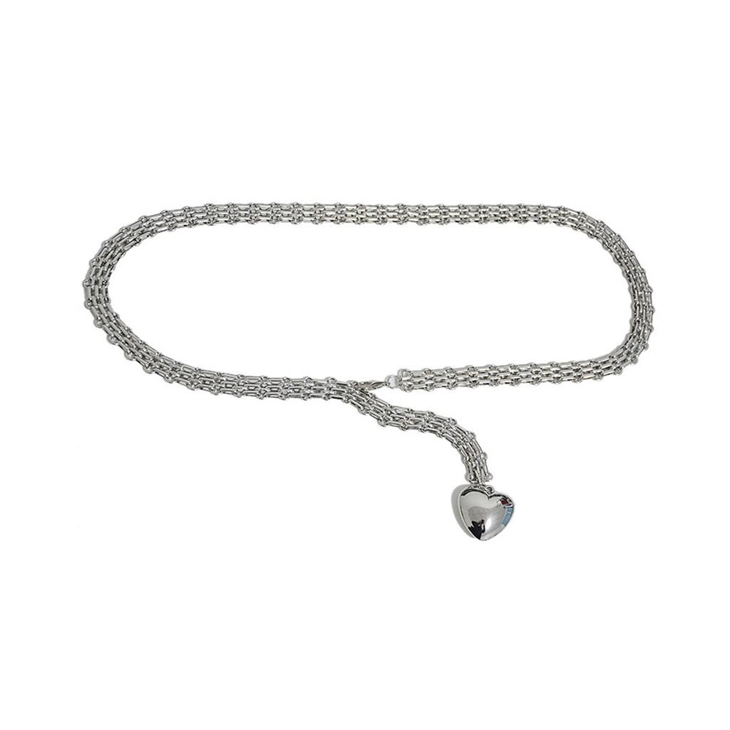 Sturdy Alloy Chain with Love Heart Pendant Waist Chain Jewelry Accessory for Nightclub and Festival Casual Wear