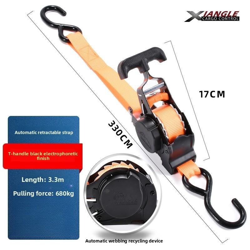 Auto Retractable Cargo Lashing Strap, Tightening Binding Belt for Luggage, Motorcycle Fixed Fastening Tie Down Straps