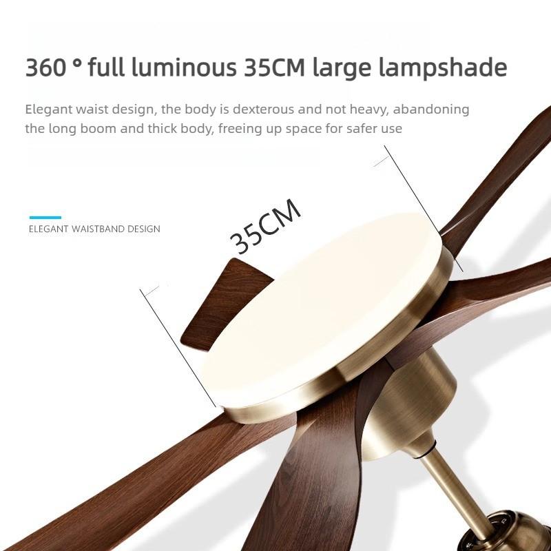 Household Retro Ceiling Fan Lamp Living Room Dining Room 3-color Dimming Pendant Light Fan 6-Speed Adjustable Lighting Fan