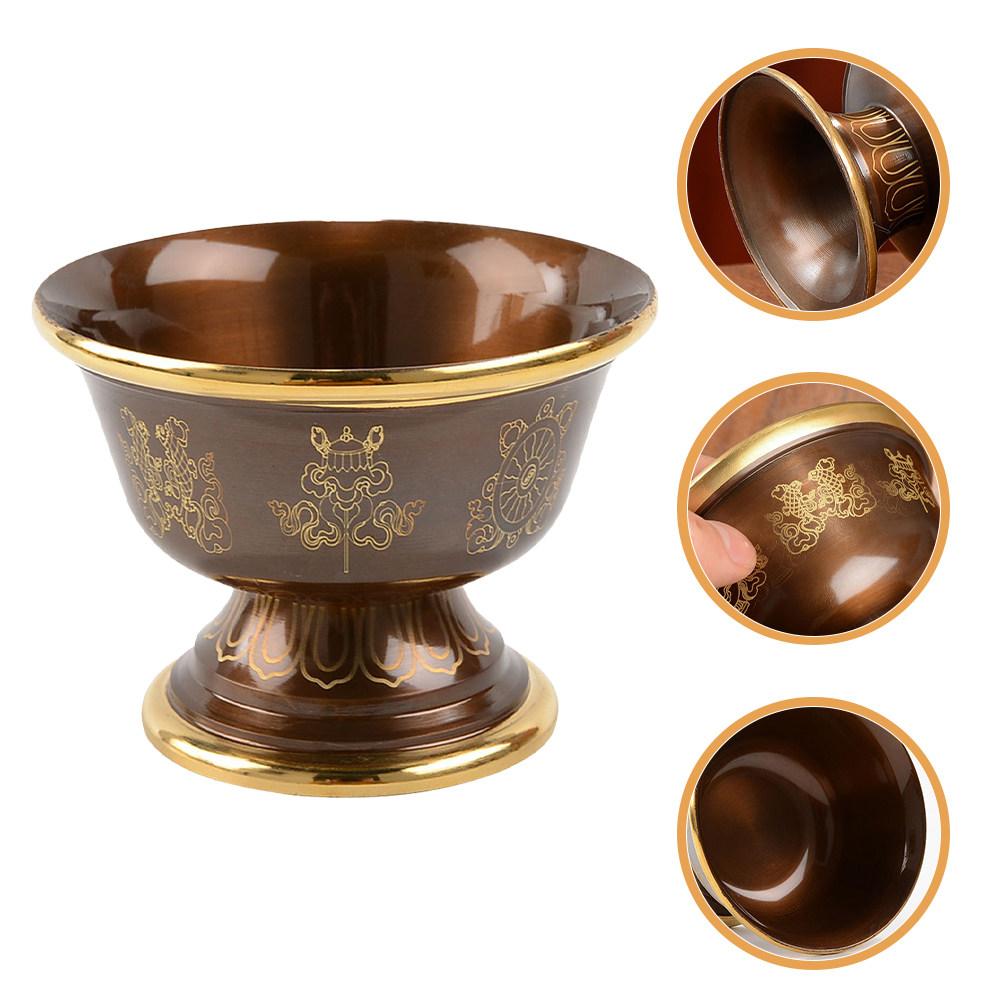 Copper Offering Cup Compact Polished Interior Sacrifice Cup for Altar Buddhist Worship Ritual Use Metal Bowl Offering Bowl