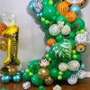 Set de 47 ballons Safari Jungle 30 cm Ballons Imprimé Animalier 25 cm Ballons Confettis Vert Doré Décoration Fête d'Anniversaire