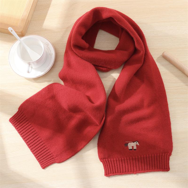 [100% Wool] Stylish Unisex Children s Christmas Scarf - Warm Red Outdoor Neck Gaiter 130