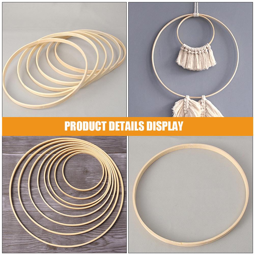 8Pcs Bamboo Craft Hoops for DIY Wreath and Dream Catcher Lightweight Rings for Handmade Decorations with Silk Cotton