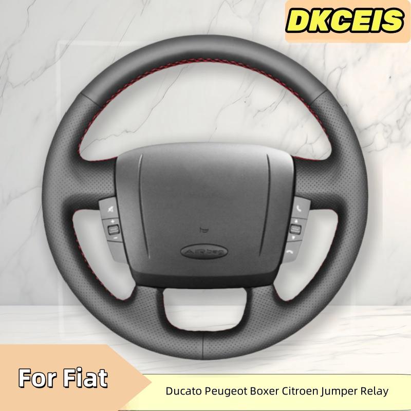 Чехол на руль автомобиля из искусственной кожи для Fiat Ducato Peugeot Boxer Citroen Jumper Relay ProMaster, оплетка на руль Black Thread