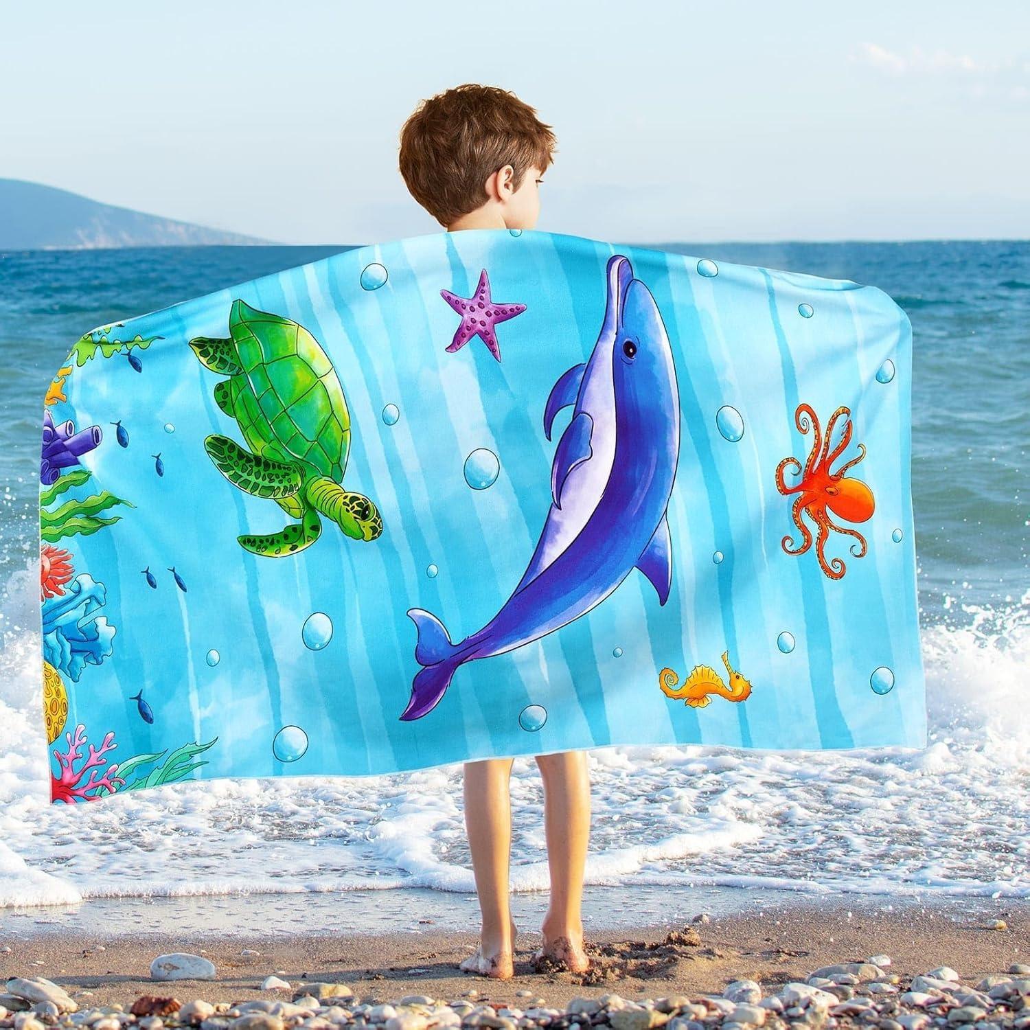 

Turtle Dolphin Beach Towel for Family stuffs friends Gifts Quick-Dry Sand free For Bath Yoga Tourism Beach GYM Camping Swimming W30*H60(CM)