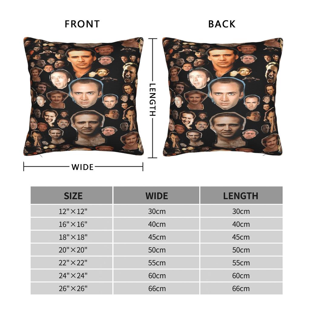 Funny N-Nicolas C-Cage Faces Pattern Pillow Cover  Funny Pillow Case For Sofa Bedroom Home Decor Soft Cushion Cover Gift