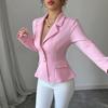 Casual Blazers Spring Autumn Fashion Short Jackets Women, Office Lady Pink Loose Thin Coats, Single Breasted Short Suits Female