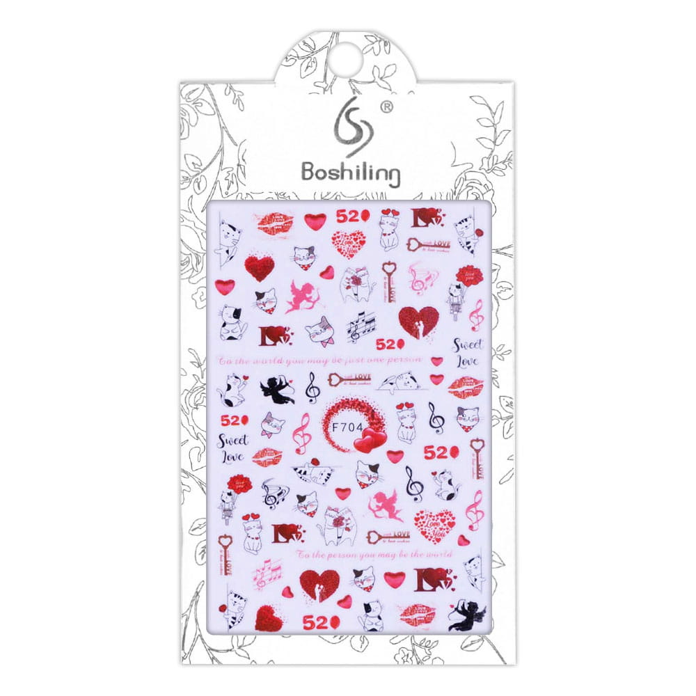 Thin self-adhesive nail stickers Valentine' Day F704
