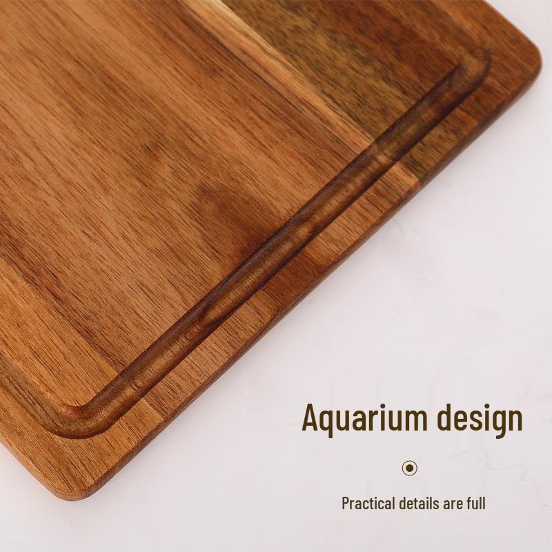Acacia Wood Cutting Board with Handle - Hangable Chopping Board for Fruits & Steaks, Perfect for Kitchen or Photography Props.
