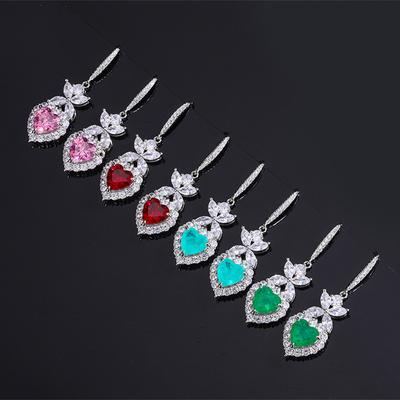 Huayei Schmuck Simulierte Rubin Herz Ohrringe Neue Para Saphir Ohrringe Rosa Diamant Ohrringe