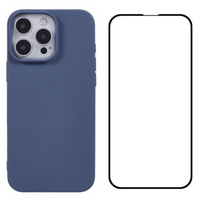 

For iPhone 16 Pro Max Case TPU Phone Cover with Screen Film (Big Lens Hole) Sapphire