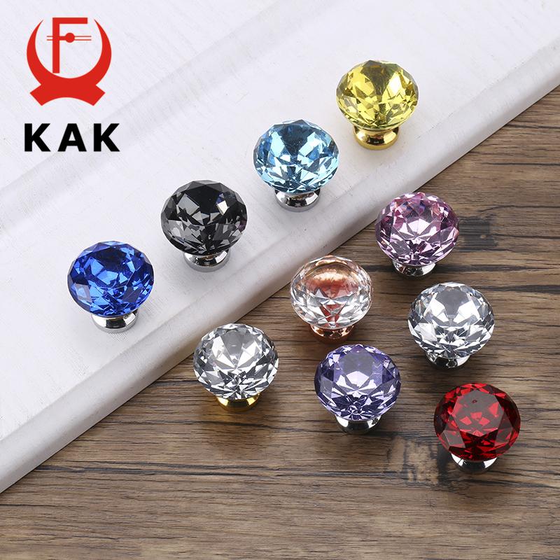 KAK 30mm Crystal Cabinet Knobs and Handles Kitchen Handles Drawer Knobs Diamond Dresser Pulls Furniture Knob Cabinet Hardware