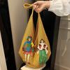 Fashion Hollowed-out Shoulder Bag Cute Cartoon Character Prints Handbag Casual And Lightweight Beach Vacation Bag Large Tote Bag
