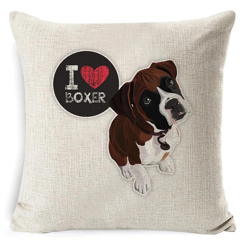 Bullterrier Beagle Bomull Lin Kuddfodral Bostonterrier Boxer Hund Kuddfodral Bulldog Chihuahua Heminredning Kuddfodral