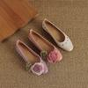 Fashion Fashion Flat Shoes for Women Spring Autumn Rivets Flower Shallow Rivets 2025 New Round Toe Inward Height Increasing Ladies Shoes