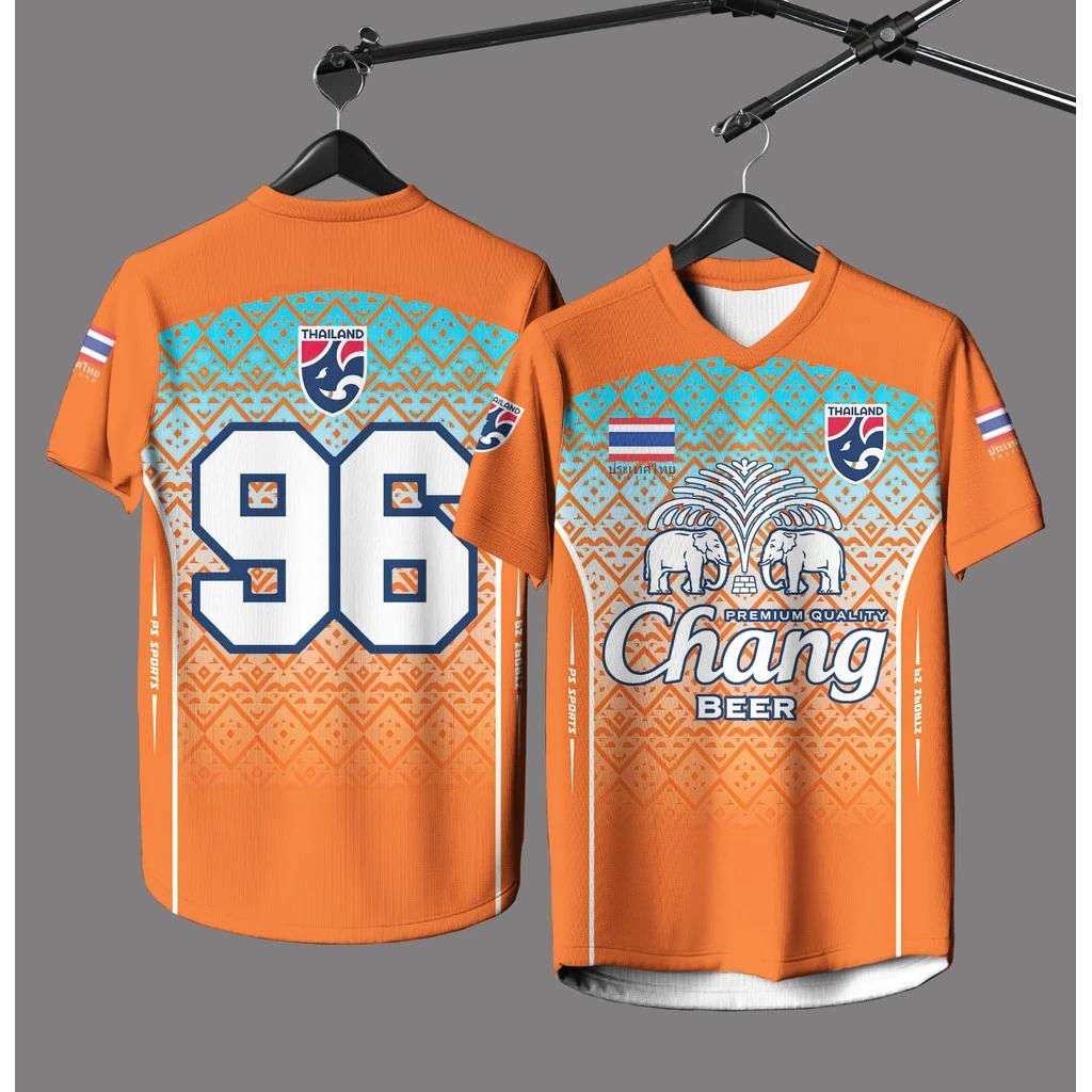 THAILAND Football Soccer Round V Neck Shirt National Flag Elephant Logo Badge Unisex Men Women JERSEY Print Quick Dry Short Sleeve Uniform