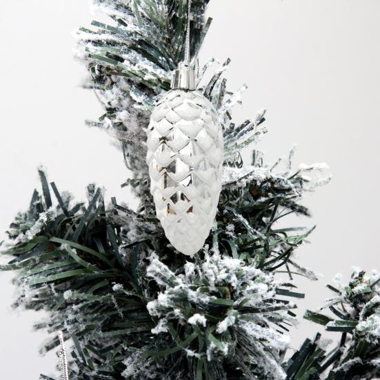 5Pcs/Box Christmas Hanging Pinecone Glitter Reusable Unbreakable Xmas Tree Decoration Plastic Pine Cone Ornament Party Supplies