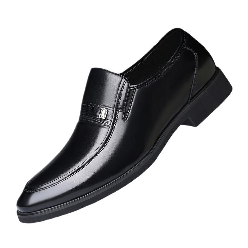 Old Man's Head Men's Cowhide Formal Shoes Business Casual Shoes Young Men's Wedding Shoes Trendy British Style with An Increase In Height