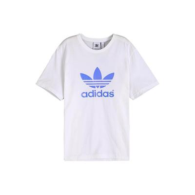 Originals Trefoil Blue Logo Print Short Sleeve T-Shirt Men Tops White DP8570