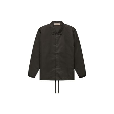 Essentials Fall-Winter 2022 Nylon Coaches Jacket with Solid-Color Logo and Wind-Resistant Collar Unisex Jacket Grey Black FOG-FW22-609