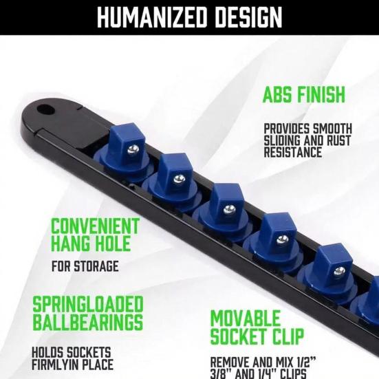 6Pcs Sleeve Storage Rack Impact-Resistant Wear-Resistant Ultra-Thin Guide Rail Drawer Design Socket