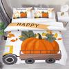 Autumn Pumpkin Truck Bedding Set Boys Girls Twin Queen Size Happy Fall Thanksgiving Duvet Cover Pillowcase Bed Boys Adult