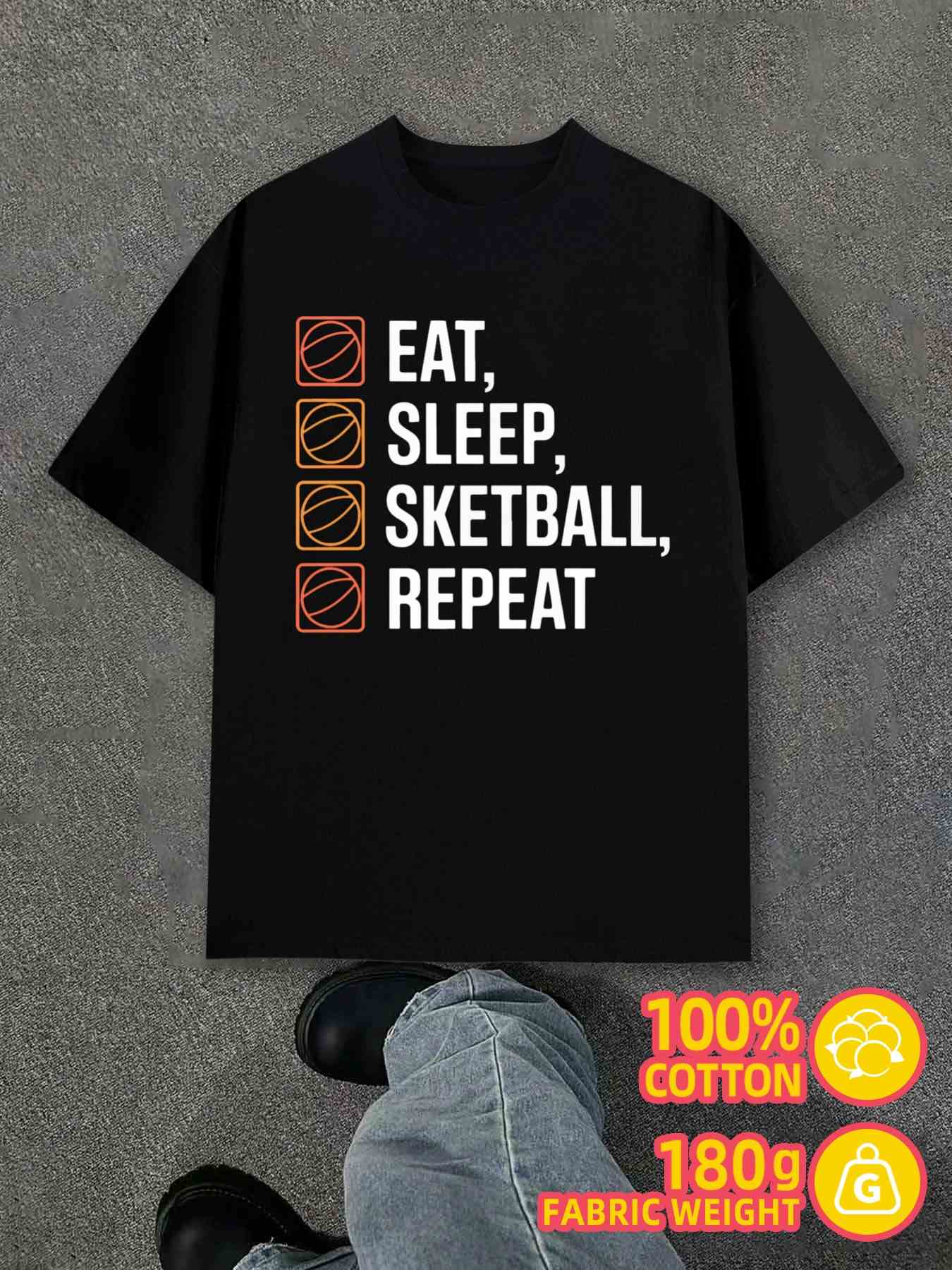 T-Shirt Y2K Sketball Repeat Comfort Colors Black L