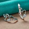 Silver Love Heart Zircon Earrings For Women Fashion Charm Jewelry