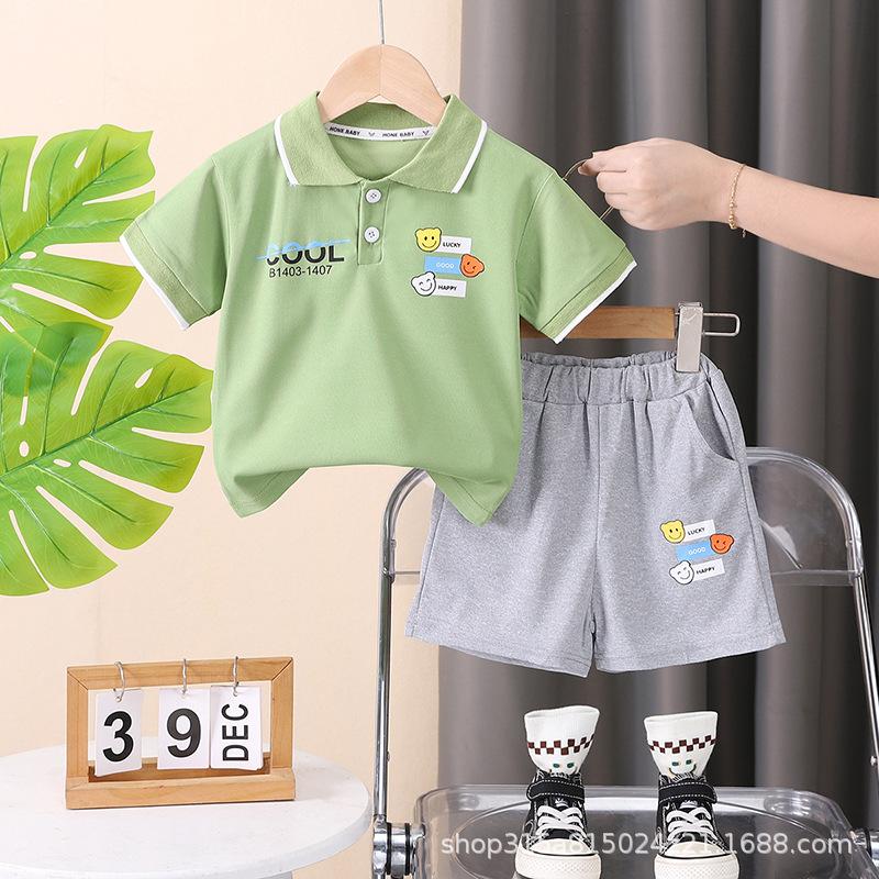 Polo per Bambini con Fantasia a Lettere Outfit Sportivo - Set Casual Estivo a 2 Pezzi per Ragazzi