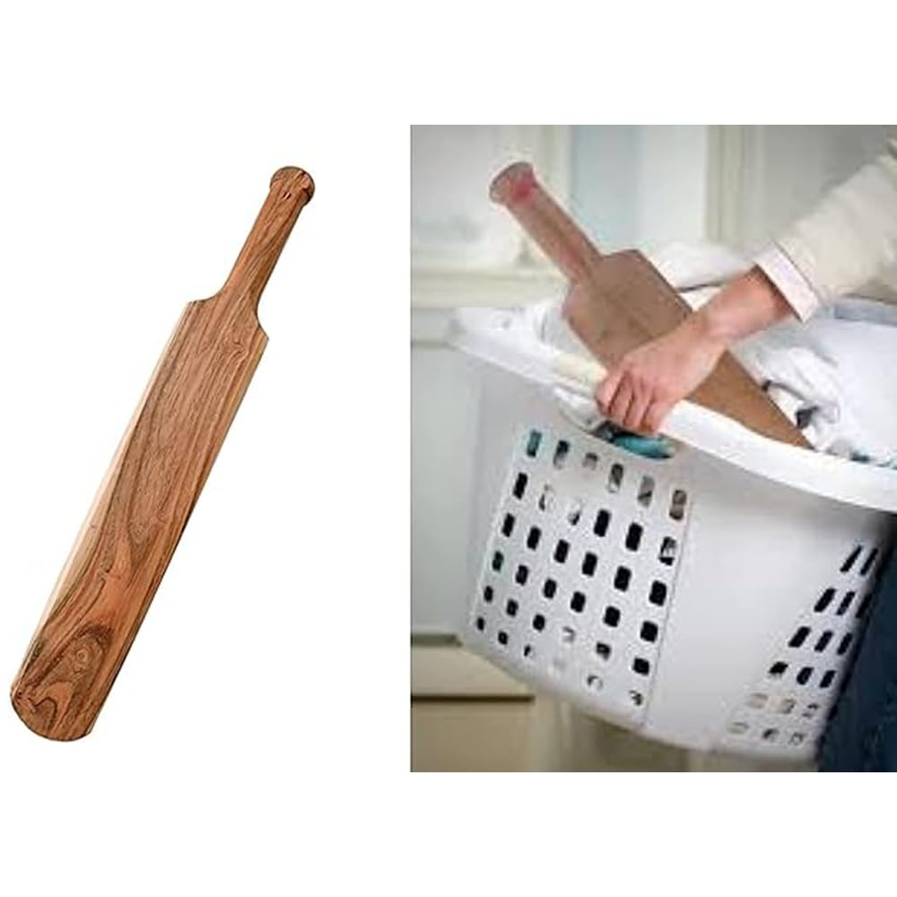 RSINC Strapazierfähiger Holz-Wäscheklopfer, Reinigungs-Natürlicher Holzschläger, Peddle, thaapi, für Schläger zum Wäschewaschen 43 * 5 CM Holz Thappi