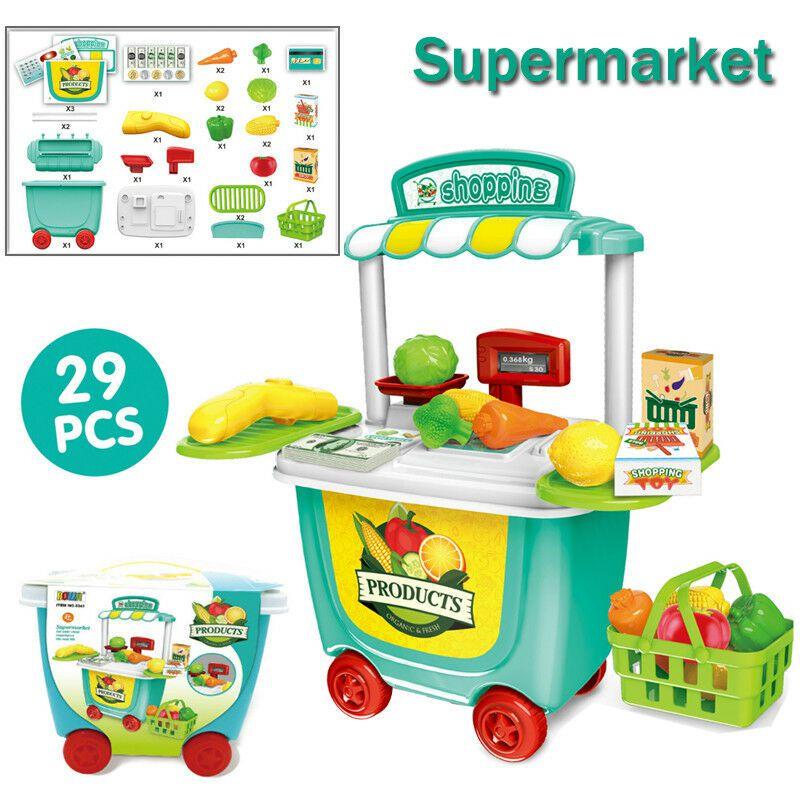 Cute Simulation Kids Ice Cream Shop Kitchen Cart Pretend Toy Set Role Play Gift