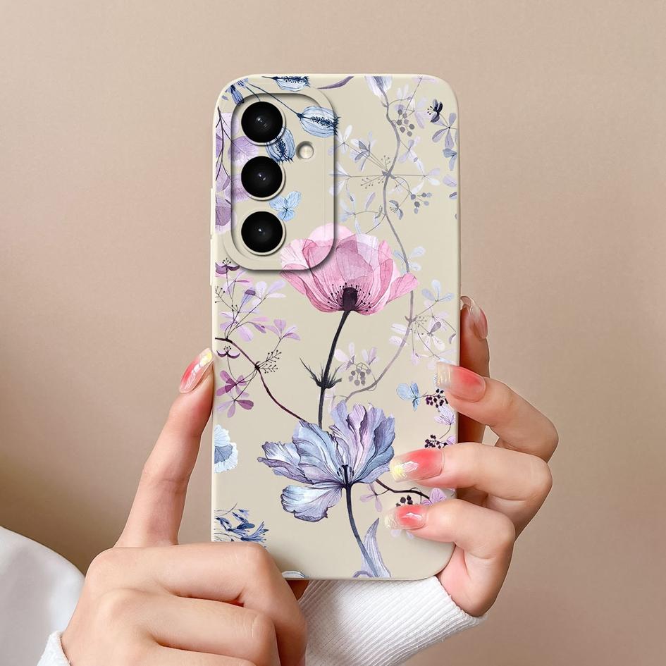 Shell For Samsung A05 A16 A56 A26 A36 F14 A05S S25 Plus Ultra Case Exquisite Avocado Durable Anti Slip Liquid Silicone Pretty Flower Cover For Samsung