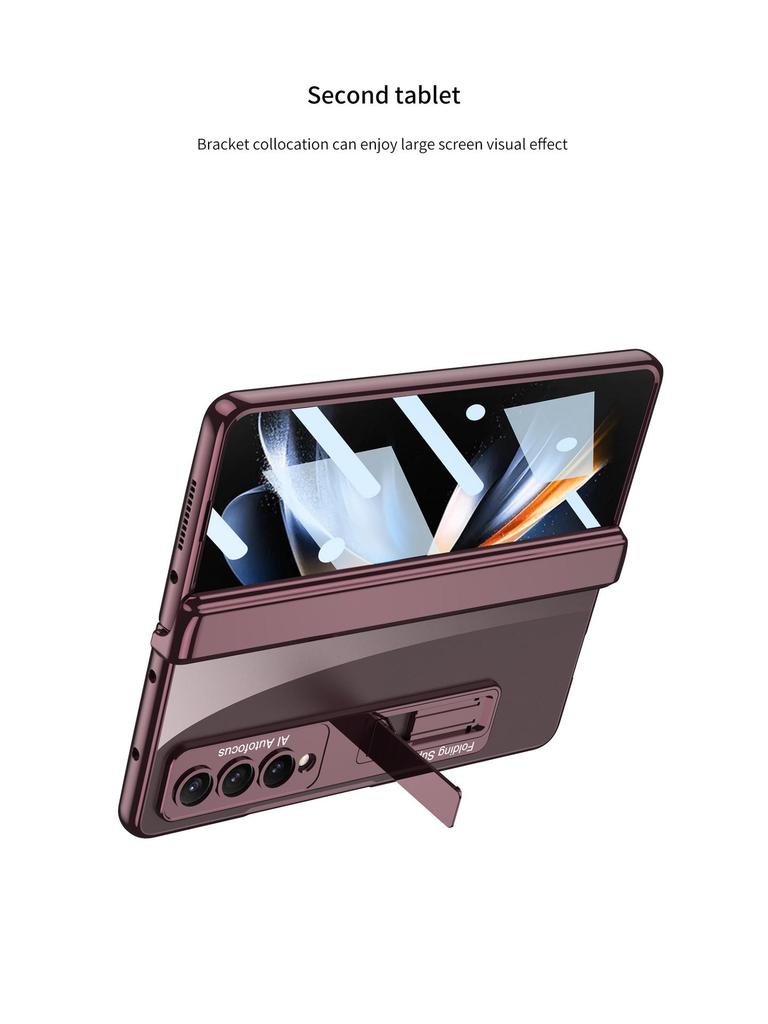 Samsung Z Fold 4 Transparent Magnetic Stand Case with Electroplated Phantom Design