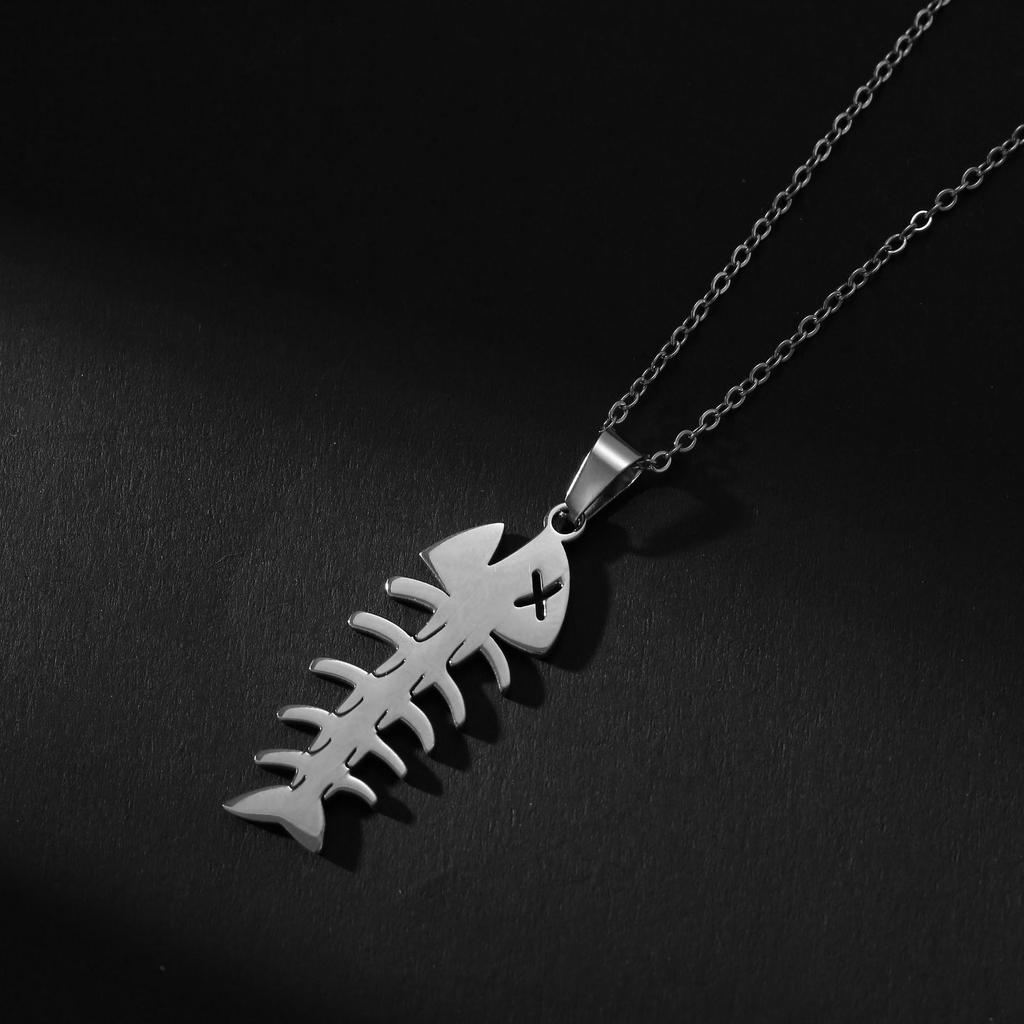 European and American Versatile Fish Bone Pendant Necklace, Simple Casual Style Design, Versatile