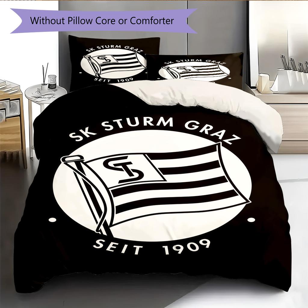 SK Sturm Graz logo Biancheria da letto Set piumino Copripiumino Federa Decorazione per la casa Regalo di compleanno (1 * copripiumino + 2 * federa, senza nucleo)