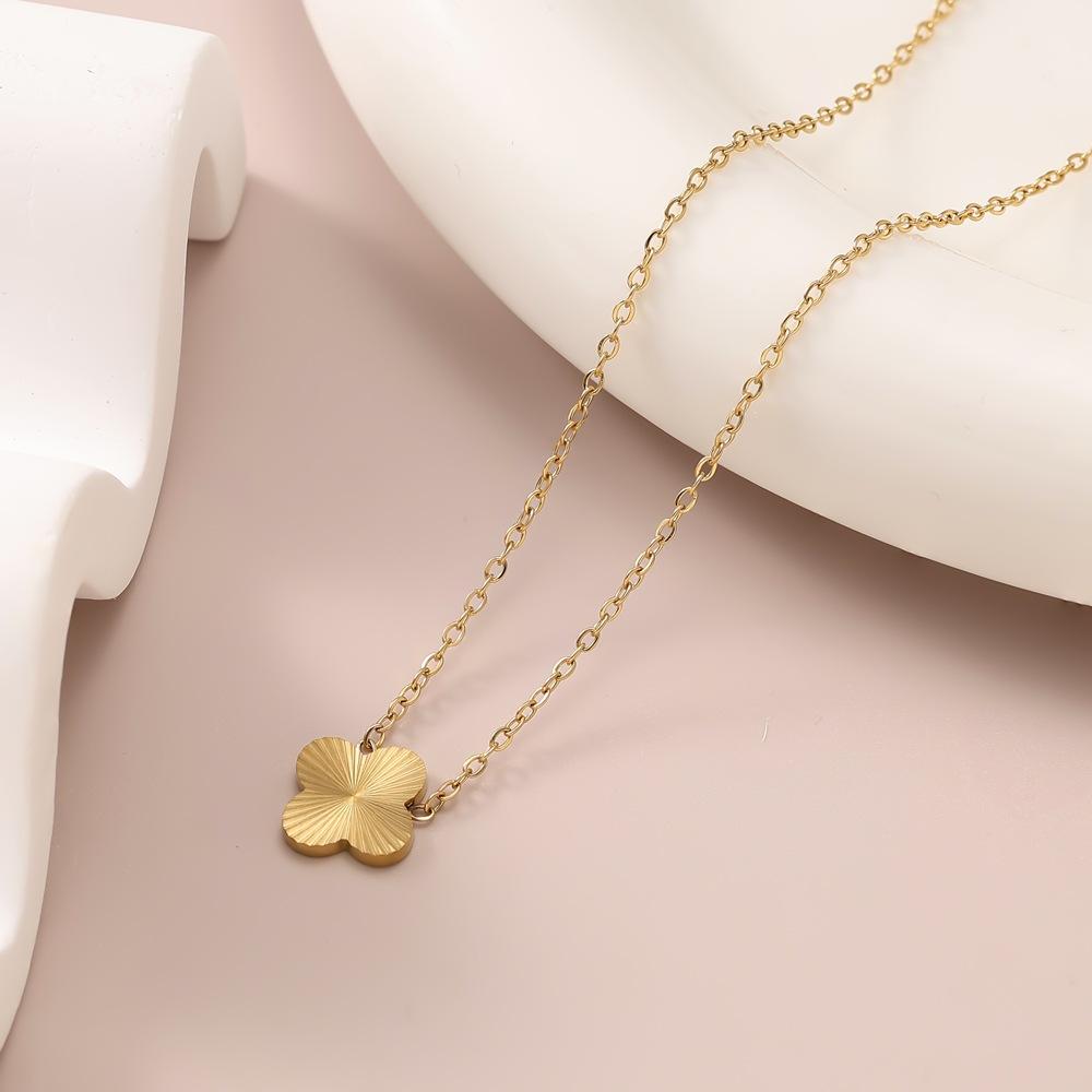 5PCS Clover Necklace Bracelet Earnail Ring 18K Gold Titanium Steel Women's Jewelry Set Set