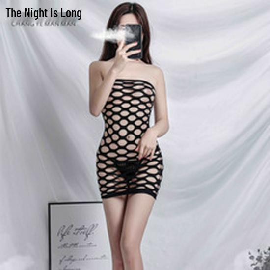 Seductive Passion Fishnet Lingerie Set: Transparent, Tempting Open Crotch Stockings for Nighttime Allure