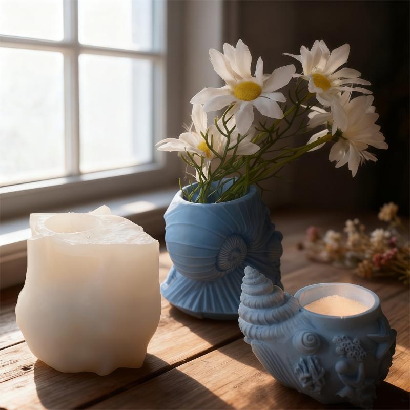 Conch Shape Candle Cup Silicone Molds For Resin Casting Candle Holder Chocolate Flowerpot Gypsum Statue Home Decoration
