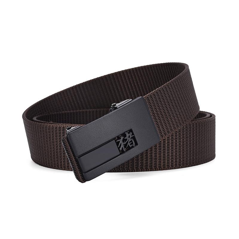 

Ремень из холста с изображением беззубого знака зодиака, простая автоматическая пряжка, имитация нейлонового ремня, повседневный мужской ремень 130cm