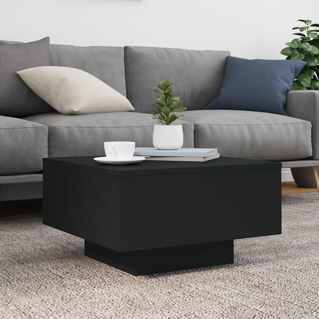 Black minimalist style sofa table for living room, outdoor coffee table, balcony lounge table, decorative display table, 55 x 55 x 31 cm